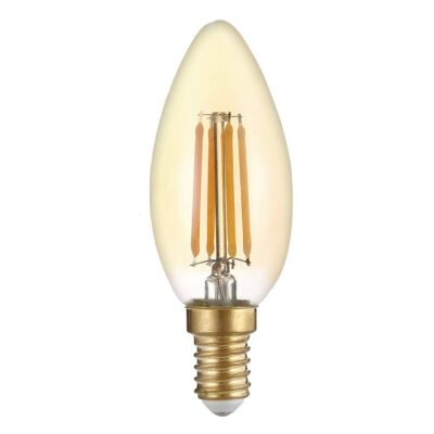 4W LED КЕНДЪЛ C35 E14 400LM AC220-240V ЗЛАТИСТ ЕФЕКТ