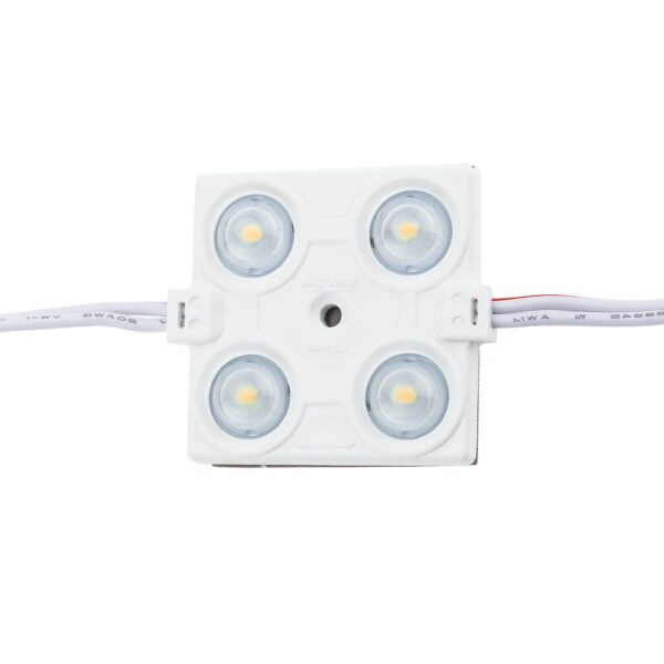 2.4W LED МОДУЛ С ЛУПА 4 2835 160° DC12V IP65 43*38*6.5mm – Топло Бяла