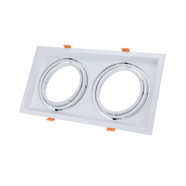 Rectangular 2xAR111 Rings Adjustable None White