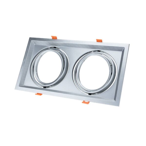 Rectangular 2xAR111 Rings Adjustable None Silver