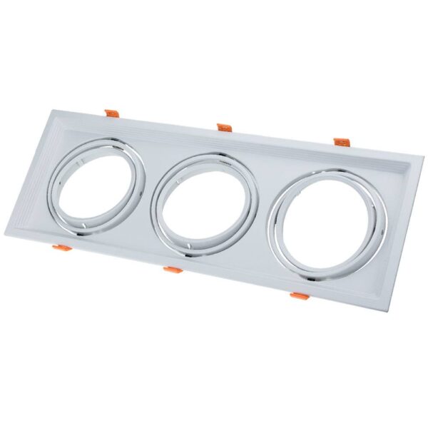 Rectangular 3xAR111 Rings Adjustable None White