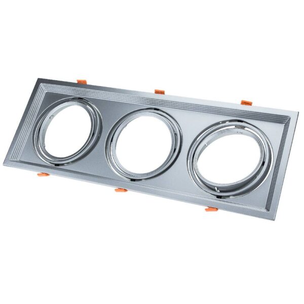 Rectangular 3xAR111 Rings Adjustable Silver