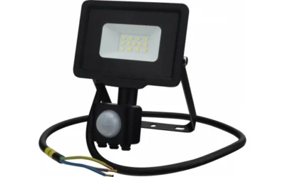 LED SMD FLOODLIGHT BLACK 10W 800LM AC220-265V 120° IP65 2700K 70CM CABLE – WITH SENSOR