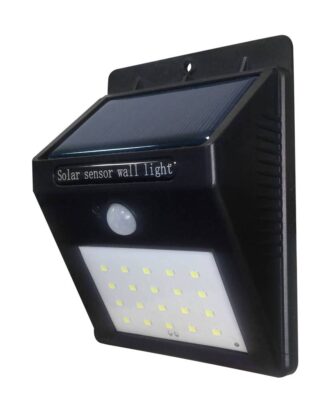 СОЛАРЕН СТЕНЕН ОСВЕТИТЕЛ ЧЕРЕН IP54 0.75W 6000K със сензор за движение