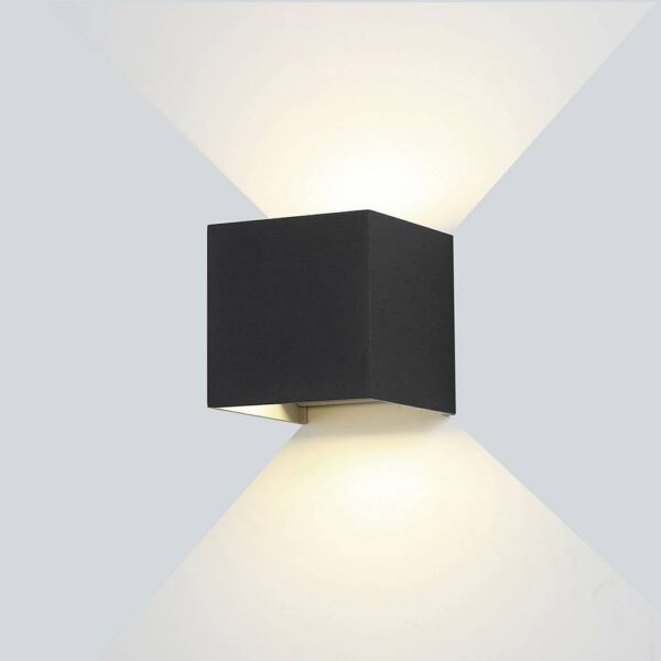 LED Wall Light Black Body Square 6W Neutral white