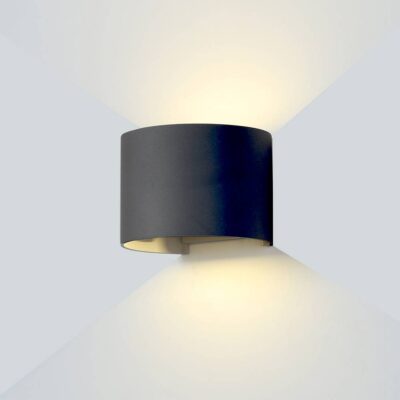 LED Wall Light Black Body Round 6W Warm white