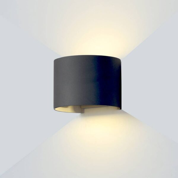 LED Wall Light Black Body Round 6W Warm white