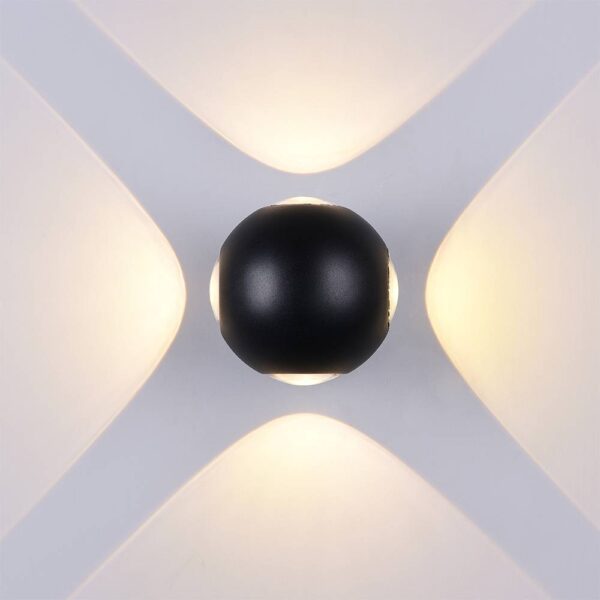 LED Wall Light Round 4 Diods Black Body 4W Neutral white