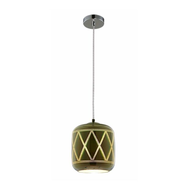 3D Glass Pendant D200 Chrome Rombus None None