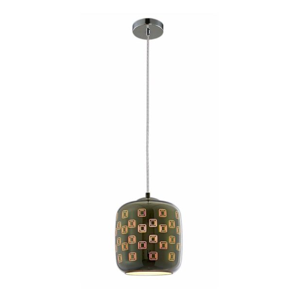 3D Glass Pendant D200 Chrome Square None None
